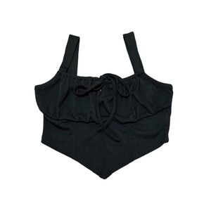 black tie-front crop tank